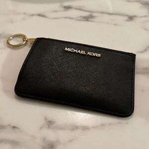 Michael Kors wristlet keychain small card holder, zipper inside pocket. Like new